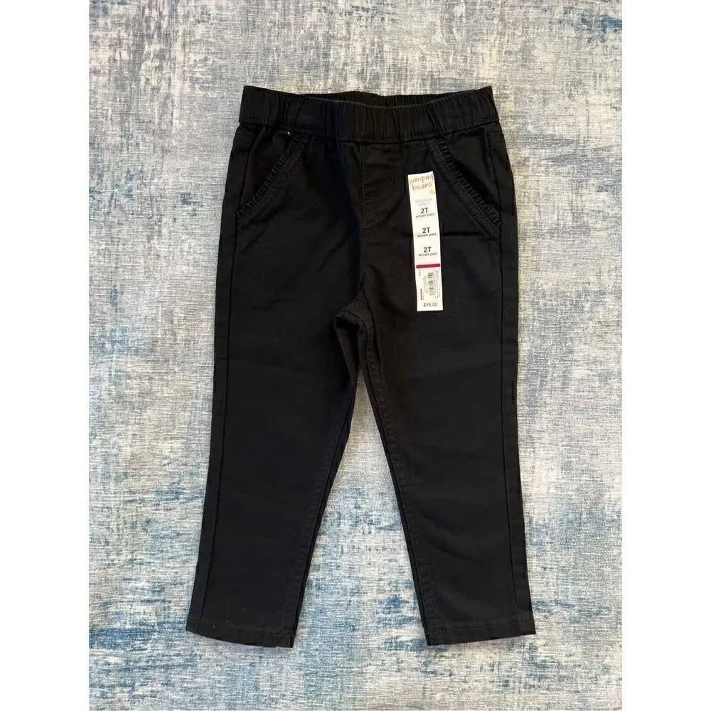 New! Jumping Beans Black Woven Ruffle Pocket Pant 2T